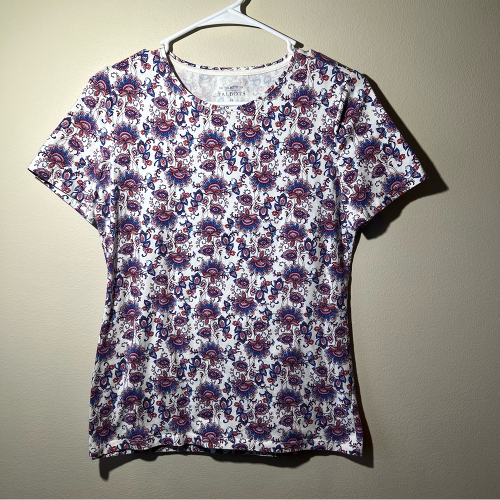 Talbots The Talbots Tee women’s XS short sleeve floral scoop neck stretch cotton